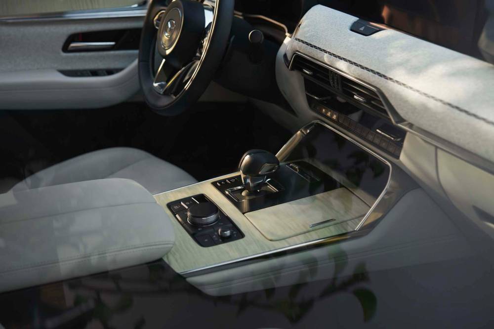 The Signature model comes with a variety of high-end interiors. Shown is a woodgrain pattern, while the tester had a black console with light-coloured striations. (Supplied)