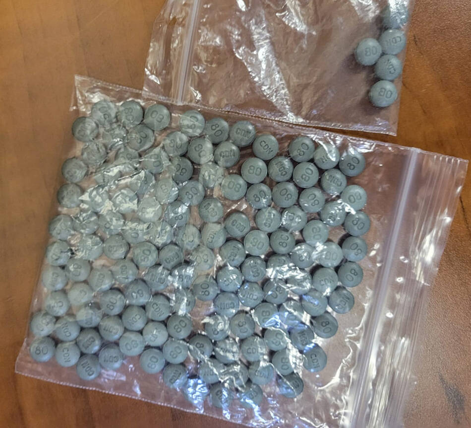 Nearly 900 counterfeit Oxycontin tablets that were actually fentanyl were located. (Police handout)