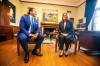 MIKAELA MACKENZIE / WINNIPEG FREE PRESS
                                Premier-designate Wab Kinew and outgoing premier Heather Stefanson meet Thursday.