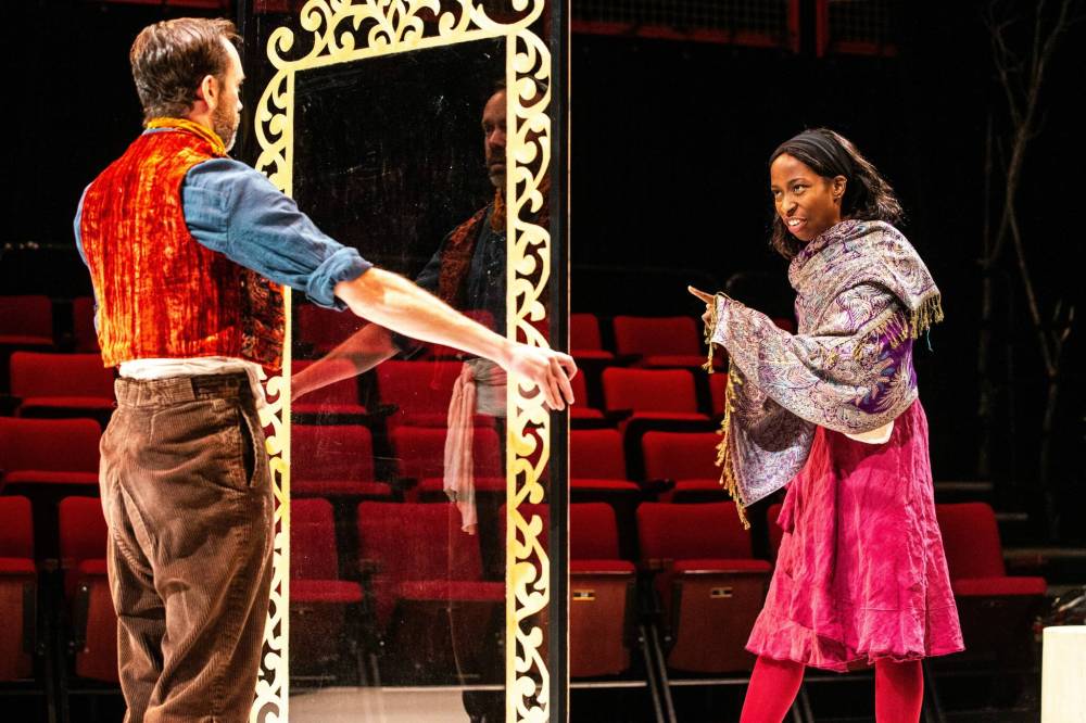 Beverley Ndukwu (right) and Tom Keenan in MTYP’s production of Snow White. (Mikaela MacKenzie / Winnipeg Free Press files)