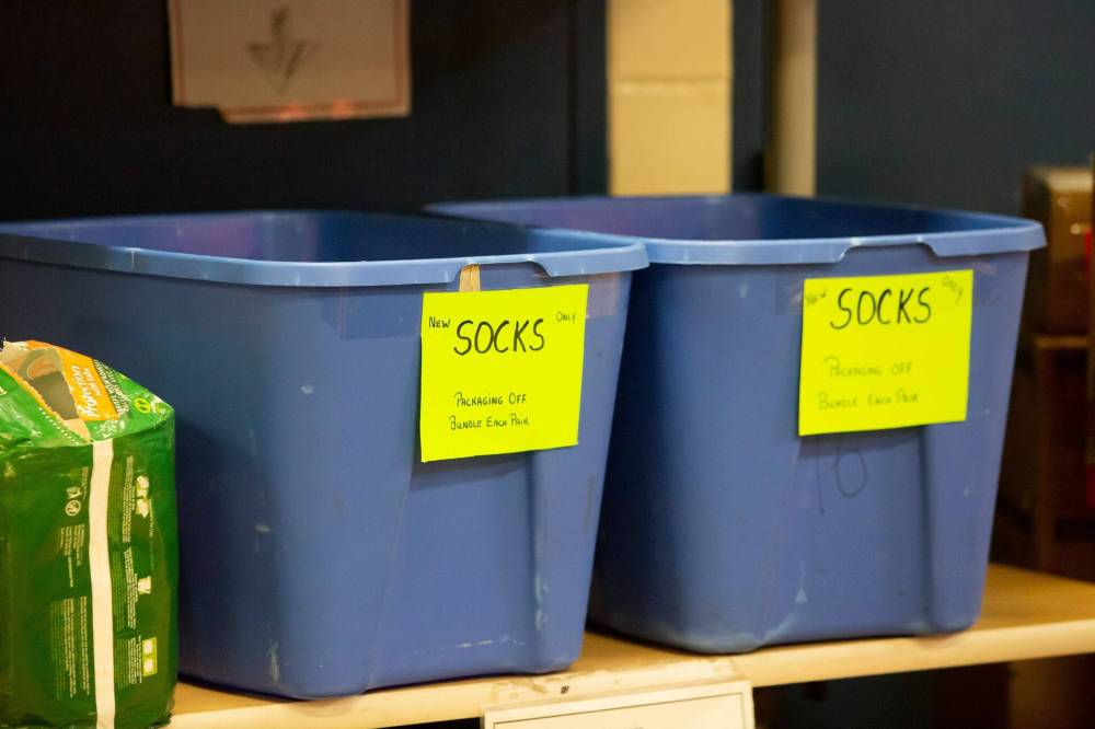 BROOK JONES / WINNIPEG FREE PRESS
MSP has set a goal of collecting 30,000 new pairs of socks in this, the donation drive’s sixth year.