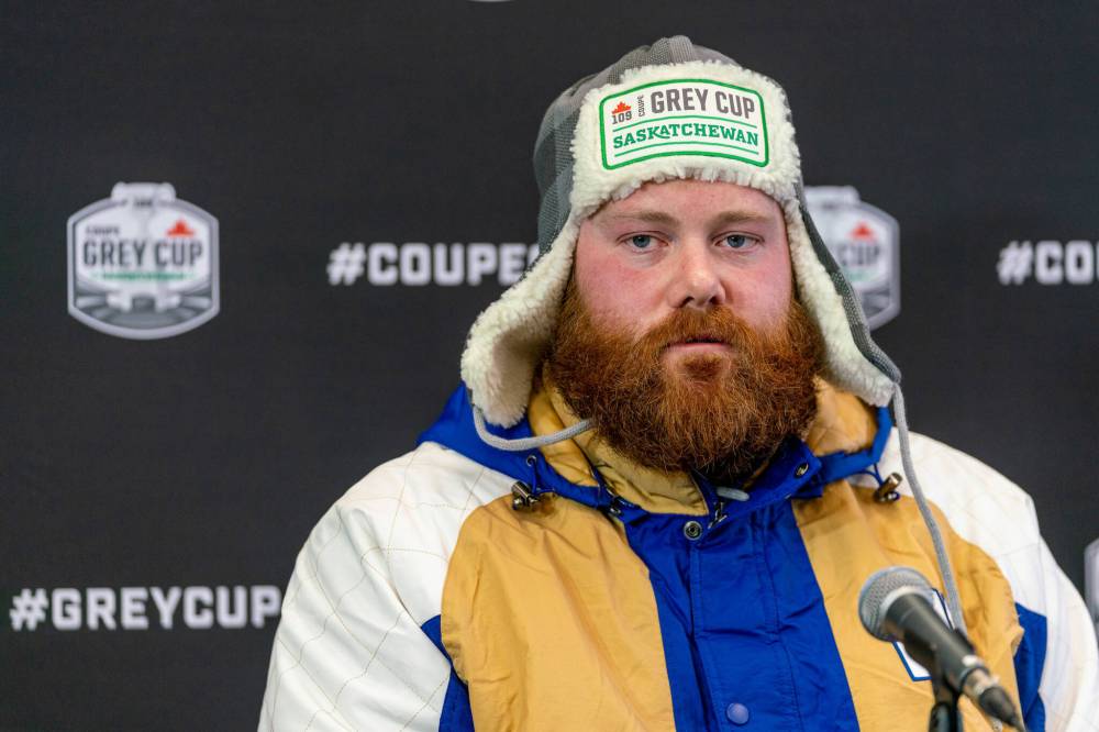 Heywood Yu / THE CANADIAN PRESS files
Bombers O-lineman Patrick Neufeld missed the tilt against the Lions to be present for the birth of his daughter.