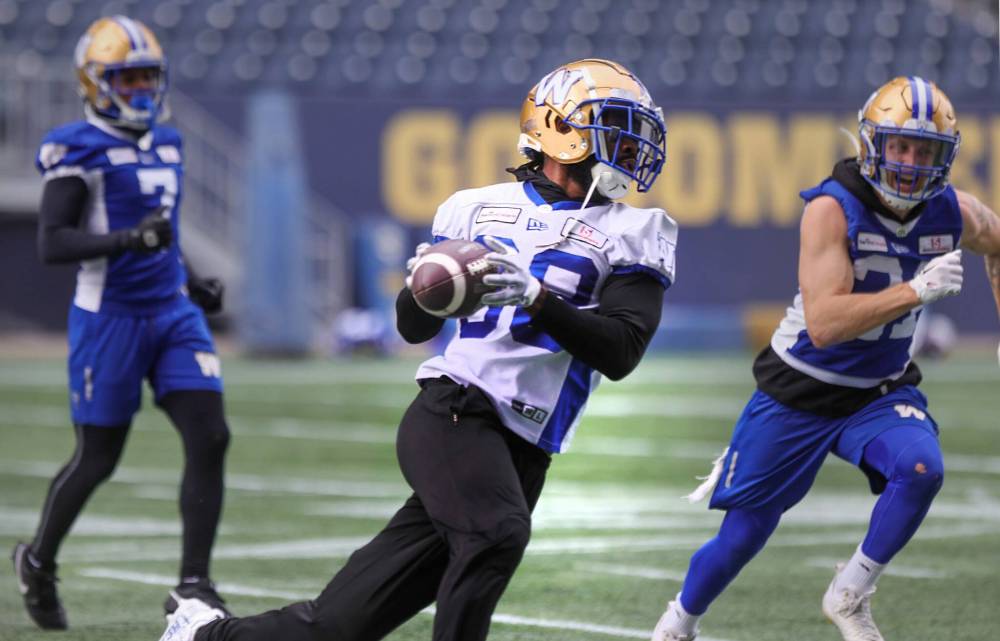 RUTH BONNEVILLE / WINNIPEG FREE PRESS
Bombers receiver Rasheed Bailey says he can hear the racous Blue and Gold fans even when he’s sleeping.