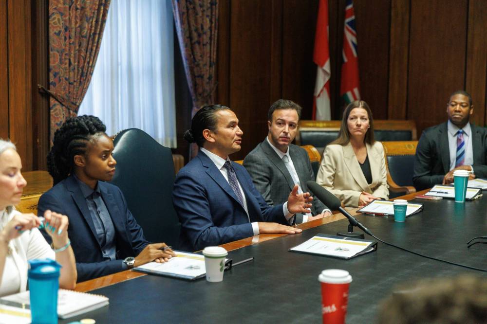 MIKE DEAL / WINNIPEG FREE PRESS
Premier Wab Kinew is again breaking new ground, becoming the first provincial premier to also hold the Indigenous relations file.