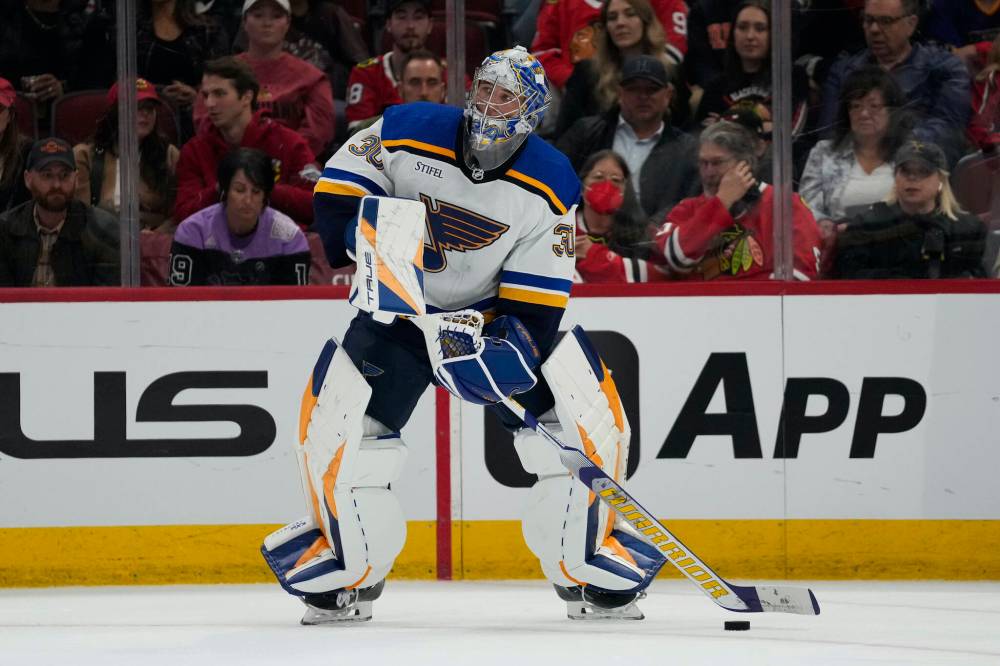 Erin Hooley / The Associated Press
St. Louis Blues backup goaltender Joel Hofer has paid his dues and has finally landed a spot on an NHL roster.
