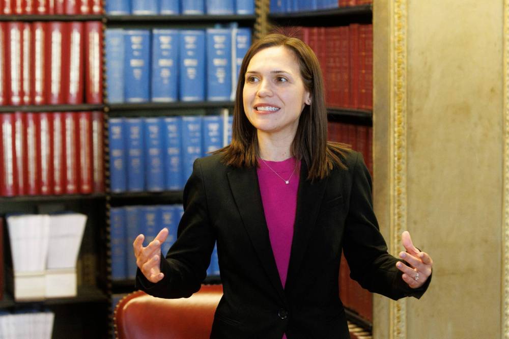 MIKE DEAL / WINNIPEG FREE PRESS
Cindy Lamoureux, interim Manitoba Liberal leader, is the last Liberal standing.