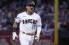 Arizona Diamondbacks' Gabriel Moreno celebrates after hitting a home run during the third inning in Game 3 of a baseball NL Division Series against the Los Angeles Dodgers, Wednesday, Oct. 11, 2023, in Phoenix. (AP Photo/Rick Scuteri)