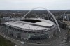 FILE - An aerial view of Wembley stadium in London, Thursday, Sept. 1, 2022. UEFA has decided the future of soccer’s European Championship for the next decade. The United Kingdom and Ireland will host in 2028 and an unusual Italy-Turkey co-hosting plan was picked for 2032. (AP Photo/Frank Augstein, File)