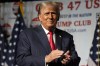 FILE - Republican presidential candidate former President Donald Trump gestures after speaking Wednesday, Oct. 11, 2023, at Palm Beach County Convention Center in West Palm Beach, Fla. A judge has rejected an attempt by Trump to dismiss a lawsuit seeking to keep him off the ballot in Colorado, ruling that his objections on free-speech grounds did not apply. The decision paves the way for a trial later this month over whether a constitutional 