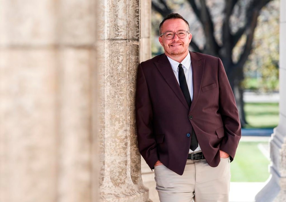 Manitoba NDP legislature member Logan Oxenham is photographed outside the legislature building in Winnipeg on Tuesday, Sept. 12, 2023. Oxenham was elected for the first time to the Manitoba legislature in the Oct. 3 provincial election. THE CANADIAN PRESS/John Woods