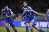Italy's Giacomo Bonaventura, front, celebrates after scoring the opening goal during the Euro 2024 group C qualifying soccer match between Italy and Malta in Bari, Italy, Saturday, Oct. 14, 2023. ( Fabio Ferrari/LaPresse via AP)