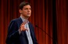 The B.C. government has introduced legislation that would rein in what it says is a rapidly expanding short-term rental market. British Columbia Premier David Eby speaks at the NDP Convention in Hamilton, Ont. on Friday, October 13, 2023. THE CANADIAN PRESS/Peter Power.