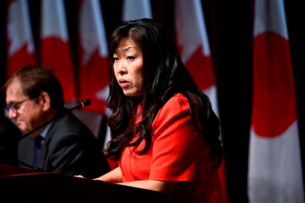 The federal government introduced legislation to update the Canada-Ukraine free trade agreement and announced plans for a business mission to the country next year. Minister of Export Promotion, International Trade and Economic Development Mary Ng speaks during a signing ceremony in Ottawa, on Thursday, Sept. 21, 2023. THE CANADIAN PRESS/Justin Tang