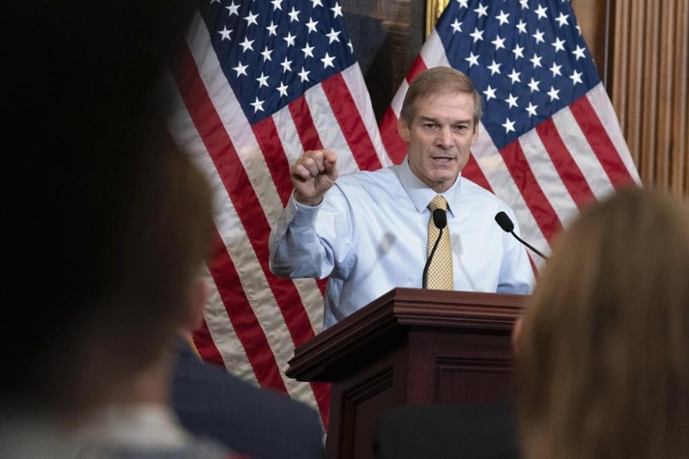 Rep. Jim Jordan, R-Ohio, chairman of the House Judiciary Committee speaks during a news conference at the Capitol in Washington, Friday, Oct. 20, 2023. (AP Photo/Jose Luis Magana)