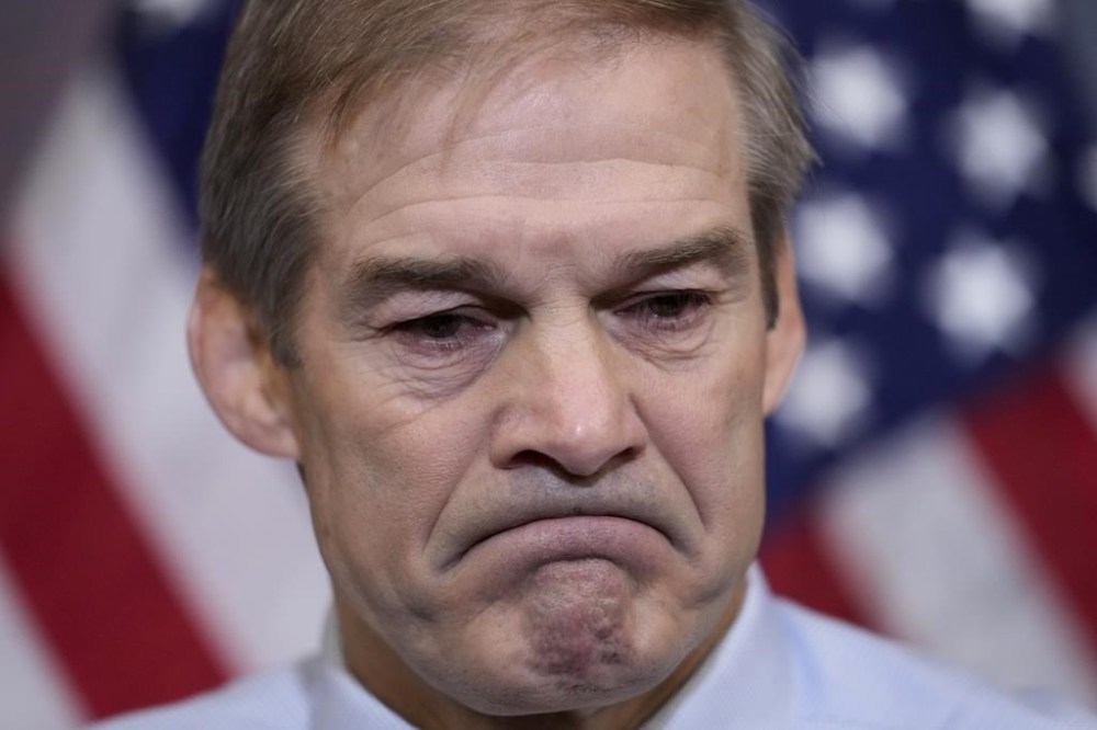 Rep. Jim Jordan, R-Ohio, House Judiciary chairman and staunch ally of Donald Trump, meets with reporters about his struggle to become speaker of the House, at the Capitol in Washington, Friday, Oct. 20, 2023. (AP Photo/J. Scott Applewhite)