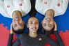 Skylar Park along with brothers Braven (right) and Tae-Ku (left) at the Pan American Games in Santiago, Chile on Thursday Oct. 19, 2023. The three siblings are all competing in taekwondo at the Pan Am Games in Santiago. THE CANADIAN PRESS/Frank Gunn