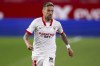 FILE - Sevilla's Papu Gomez in action during the Spanish La Liga soccer match between Sevilla and Real Betis at the Ramon Sanchez Pizjuan stadium in Seville, Spain, on March 14, 2021. Monza forward Alejandro “Papu” Gomez has been banned for two years in a doping case stemming from his time at Spanish club Sevilla — possibly ending the 35-year-old player's career. Monza said Friday Oct. 20, 2023 it had received notification from FIFA, via the Italian soccer federation, of the sentence by the Spanish anti-doping commission. (AP Photo/Mateo Villalba, File)