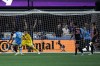 Charlotte FC forward Kerwin Vargas (18) kicks the ball for a goal during the first half of an MLS soccer match against Inter Miami, Saturday, Oct. 21, 2023, in Charlotte, N.C. (AP Photo/Erik Verduzco)