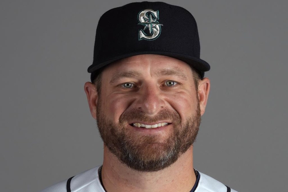 FILE - This is a 2023 photo showing Stephen Vogt of the Seattle Mariners baseball team. Vogt, a former journeyman catcher now on Seattle's coaching staff, is scheduled to have his second interview with the Cleveland Guardians to be their manager, a person familiar with the meeting told The Associated Press. (AP Photo/Charlie Riedel, File)