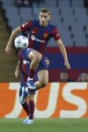 Barcelona's Fermin Lopez in action during the Champions League Group H soccer match between Barcelona and Shakhtar Donetsk at the Olympic Stadium in Barcelona, Spain, Wednesday, Oct. 25, 2023. (AP Photo/Joan Monfort)