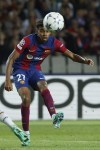 Barcelona's Lamine Yamal kicks the ball during the Champions League Group H soccer match between Barcelona and Shakhtar Donetsk at the Olympic Stadium in Barcelona, Spain, Wednesday, Oct. 25, 2023. (AP Photo/Joan Monfort)