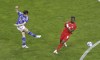 Ao Tanaka, left, of Japan, shoots past by Ismael Kone of Canada during a friendly soccer match in Niigata, northern Japan, Friday, Oct. 13, 2023. Canada, which lost 4-1 to Japan in its lone outing this month, dropped one spot to No. 45 in the latest FIFA world rankings. THE CANADIAN PRESS/AP-Kyodo News via AP