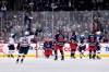 St. Louis Blues' Pavel Buchnevich (right) celebrates his goal on Winnipeg Jets goaltender Connor Hellebuyck (37) during the second period of NHL action in Winnipeg on Tuesday October 24, 2023. The Jets have already set a record this season, but it’s nothing to cheer about.THE CANADIAN PRESS/Fred Greenslade