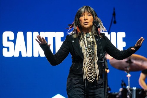 Buffy Sainte-Marie performs at the Toronto International Film Festival's kick off event in Toronto on Thursday, Sept. 8, 2022. CBC says legendary musician Buffy Sainte-Marie’s birth certificate, other documents and details from family members contradict the singer's claim that she is Indigenous. THE CANADIAN PRESS/Alex Lupul