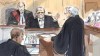 Crown council Neville Golwalla (left to right), Justice Robert Goldstein, Peter Nygard and lawyer Brian Greenspan attend Nygard's sexual assault trial in Toronto on Friday, Oct.27, 2023. THE CANADIAN PRESS/Alexandra Newbould