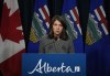 Alberta Premier Danielle Smith speaks during a news conference in Calgary on Friday, October 13, 2023. THE CANADIAN PRESS/Todd Korol