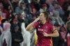 St. Louis City defender Tim Parker celebrates after scoring a goal during the first half of an MLS playoff soccer match against Sporting Kansas City Sunday, Oct. 29, 2023, in St. Louis. (AP Photo/Jeff Roberson)