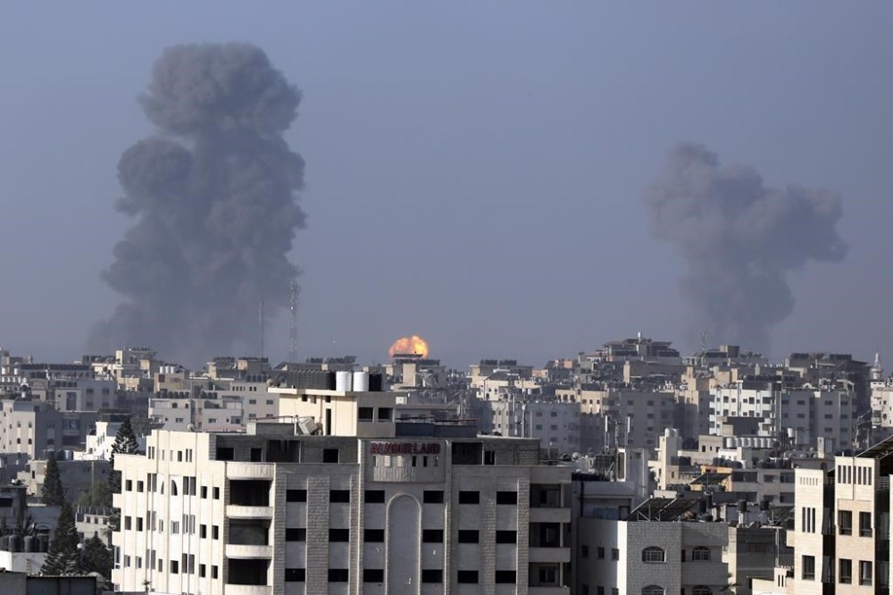 Smoke rises following Israeli bombardment on Gaza City, Monday, Oct. 30, 2023. (AP Photo/Abed Khaled)