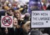 Students protest against the Quebec government’s planned tuition hikes for out-of-province students, Monday, Oct. 30, 2023. THE CANADIAN PRESS/Christinne Muschi