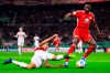 Stuttgart's Jamie Leweling, left, in action against Union Berlin's Sheraldo Becker during the German Soccer Cup second round match between VfB Stuttgart and 1. FC Union Berlin in Stuttgart, Germany, Tuesday, Oct. 31, 2023. (Tom Weller/dpa via AP)