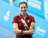 Canada's assistant coach Lyza Yakhno is seen at the Pan Am Games in Santiago, Chile on Tuesday, Oct. 31, 2023. The 25-year-old had retired from artistic swimming after winning team bronze with Ukraine in Tokyo when Russia invaded her country Feb. 24, 2022. THE CANADIAN PRESS/Frank Gunn