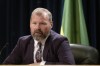 Dustin Duncan, Dustin Duncan, the minister responsible for SaskEnergy, speaks during a policy announcement at the Legislative Building in Regina on Tuesday, Aug. 22, 2023. THE CANADIAN PRESS/Michael Bell