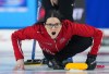 Team Canada skip Kerri Einarson calls out to the sweepers while playing Nova Scotia in the playoffs at the Scotties Tournament of Hearts, in Kamloops, B.C., on Saturday, February 25, 2023. THE CANADIAN PRESS/Darryl Dyck