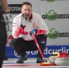 Canada skip Brad Gushue calls out during men's draw seven action against Australia at the Pan Continental Curling Championship in Kelowna, B.C. on Wednesday, Nov. 1, 2023. THE CANADIAN PRESS/HO-Michael Burns **MANDATORY CREDIT**