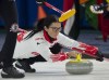 Team Canada skip Kerri Einarson makes a shot as they take on South Korea at the Pan Continental Curling Championship in Kelowna, B.C. in this Wednesday, Nov. 1, 2023 handout photo. Einarson and Canada's women's team finished round-robin play at the championships with a 17-1 win over Mexico on Thursday. THE CANADIAN PRESS/HO-Curling Canada, Michael Burns *MANDATORY CREDIT*
