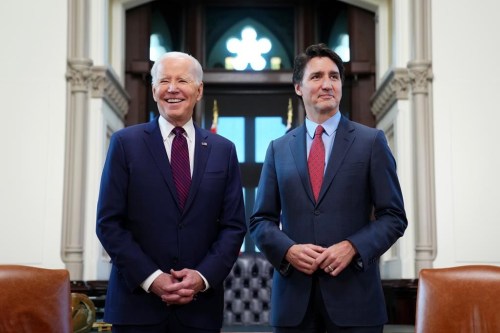 Prime Minister Justin Trudeau is in the U.S. capital today to represent Canada at the inaugural Americas Partnership for Economic Prosperity summit.&nbsp;Trudeau and U.S. President Joe Biden take part in a meeting on Parliament Hill, in Ottawa, Friday, March 24, 2023. THE CANADIAN PRESS/Sean Kilpatrick