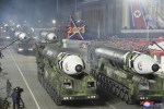 This photo provided by the North Korean government shows what it says are intercontinental ballistic missiles on display during a military parade to mark the 75th founding anniversary of North Korea's army at Kim Il Sung Square in Pyongyang, North Korea, Wednesday, Feb. 8, 2023. Independent journalists were not given access to cover the event depicted in this image distributed by the North Korean government. The content of this image is as provided and cannot be independently verified. Korean language watermark on image as provided by source reads: 