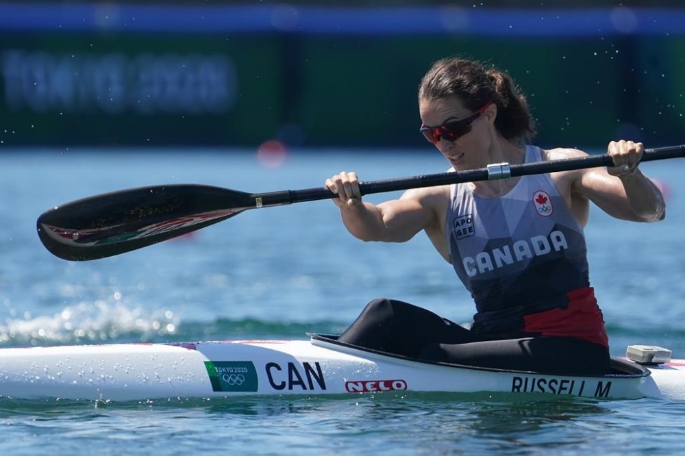 Michelle Russell, of Canada, competes in the kayak women's 500m semi-finals sprint at the 2020 Summer Olympics, Thursday, Aug. 5, 2021, in Tokyo, Japan. Canada’s sprint canoe and kayak team produced five medals, including three gold, on the first day of finals at the Pan American Games. Russell was victorious in women’s 500-metre kayak in the San Pedro de la Paz lagoon southwest of Santiago, Chile. THE CANADIAN PRESS/Nathan Denette