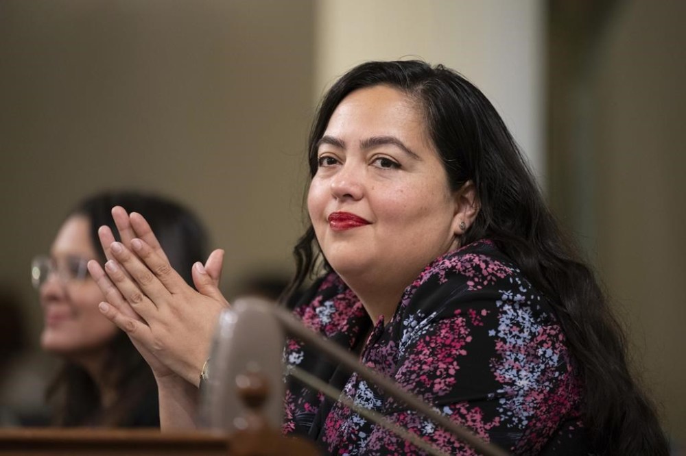 FILE - Wendy Carrillo, D-Los Angeles, listens during the opening session of the California Assembly in Sacramento, Calif., Wednesday, Jan. 4, 2023. Carrillo, who is running for a seat on the Los Angeles city council was arrested early Friday, Nov. 3, morning on suspicion of drunken driving, according to law enforcement and jail records.(AP Photo/José Luis Villegas, File)