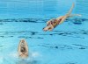 Team Canada competes in the team artistic swimming acrobatic routine competition at the Pan American Games, in Santiago, Chile, Friday, Nov. 3, 2023. THE CANADIAN PRESS/Frank Gunn
