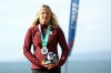 Sanoa Dempfle-Olin of Canada stands on the podium after winning the silver medal in women's shortboard surfing, during the Santiago 2023 Pan American Games on Monday, Oct.30, 2023 in Punta de Lobos, Chile.The athletes who have their literal golden ticket to next summer’s Olympic Games in Paris from the Pan American Games plan to make the most of it. THE CANADIAN PRESS/HO-Pan Am Games-Heuler Andrey **MANDATORY CREDIT**