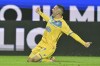 Frosinone's Arijon Ibrahimovic celebrates scoring during the Serie A soccer match between Frosinone and Empoli at Olimpic Stadium, Frosinone, Italy, Monday Nov. 6, 2023. (Alfredo Falcone/LaPresse via AP)