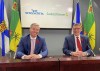 Nova Scotia Premier Tim Houston and Saskatchewan Premier Scott Moe attend a news conference in Halifax on Tuesday, Nov.7, 2023. The premiers are emphasizing the need for provinces to be at the table when Ottawa strikes housing deals directly with municipalities. THE CANADIAN PRESS/Keith Doucette