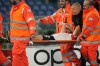 Feyenoord's Bart Nieuwkoop is carried on a stretcher after being injured during the Champions League, Group E, soccer match between Lazio and Feyenoord, at Rome's Olympic stadium, Tuesday, Nov. 7, 2023. (AP Photo/Alessandra Tarantino)