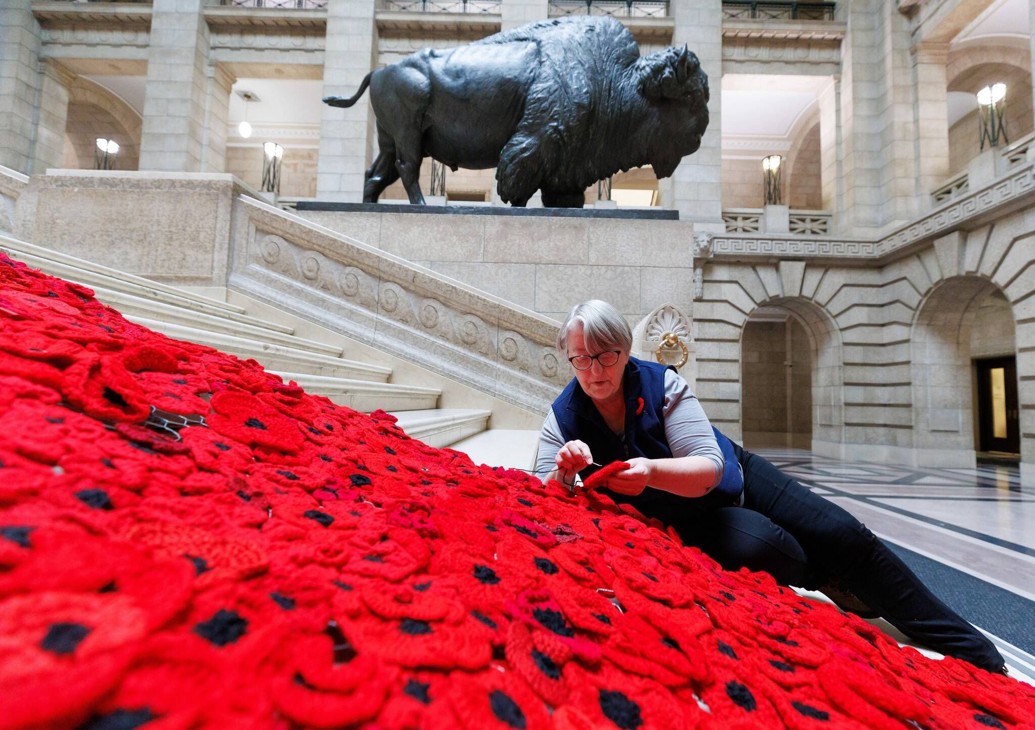 Massive blanket of poppies at legislature honours Canada’s fallen