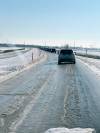 Supplied
                                Highway 75’s ice-covered southbound lanes at St. Jean Baptiste on Oct. 27.